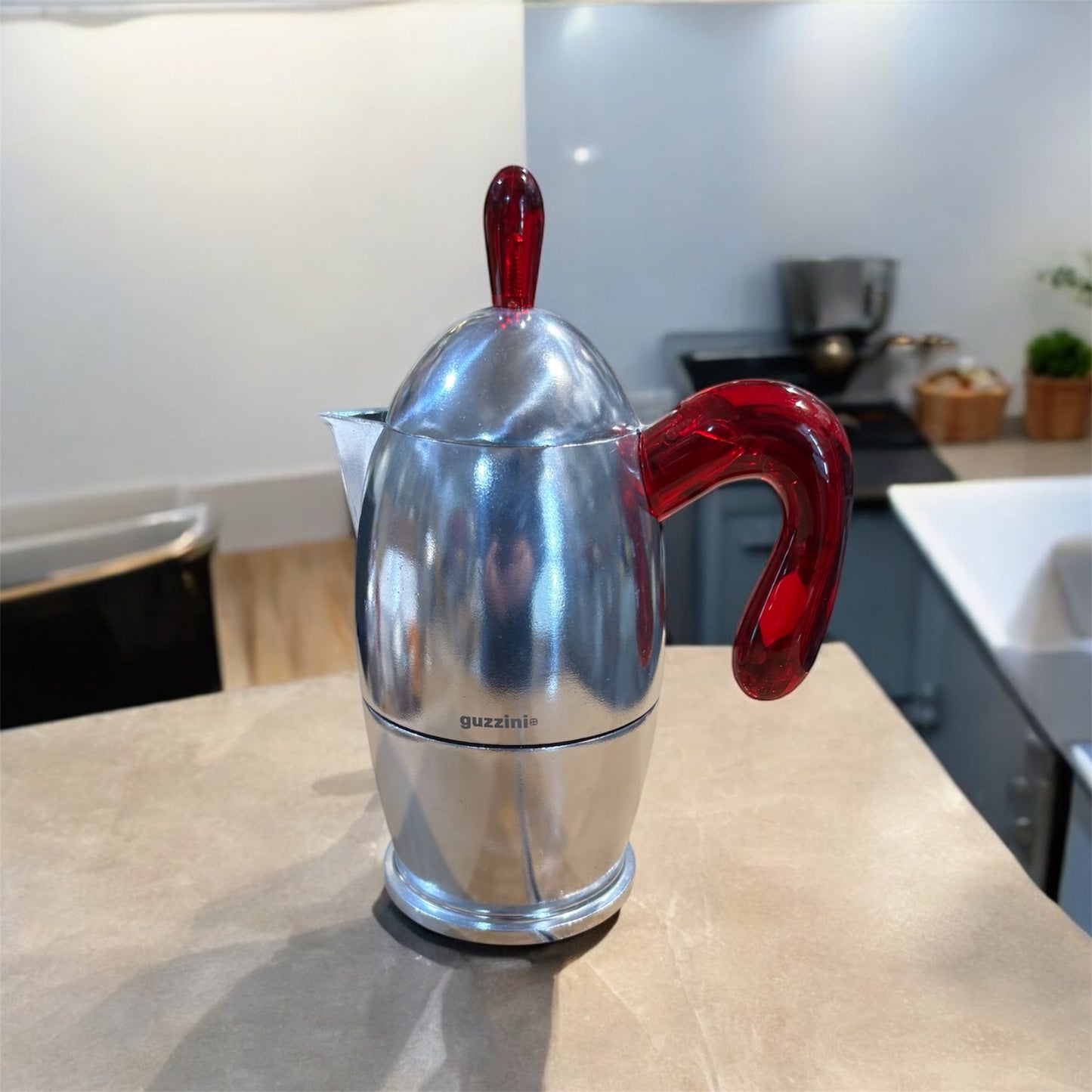 GUZZINI Caffettiera Moka 1 Tazza Manico Rosso