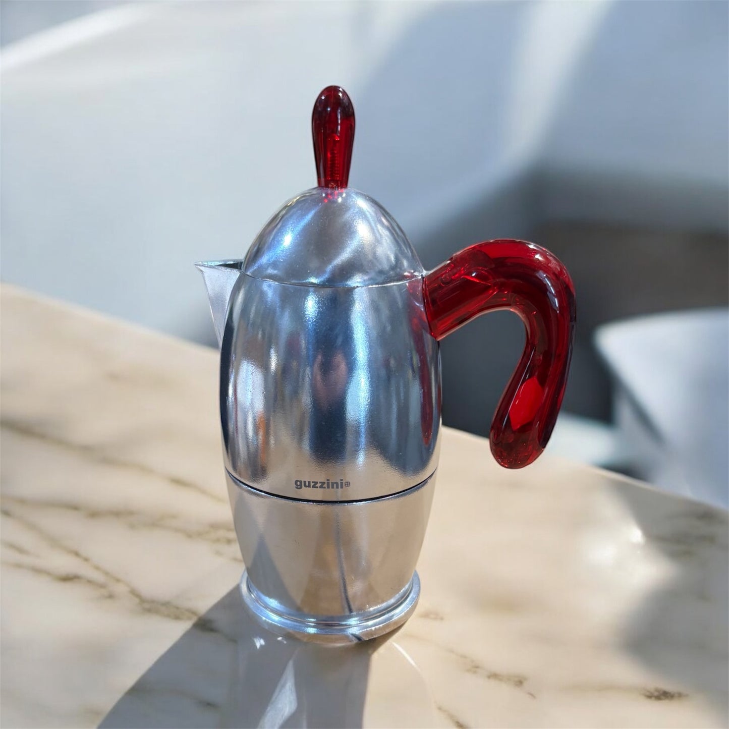 GUZZINI Caffettiera Moka 3 Tazze Manico Rosso