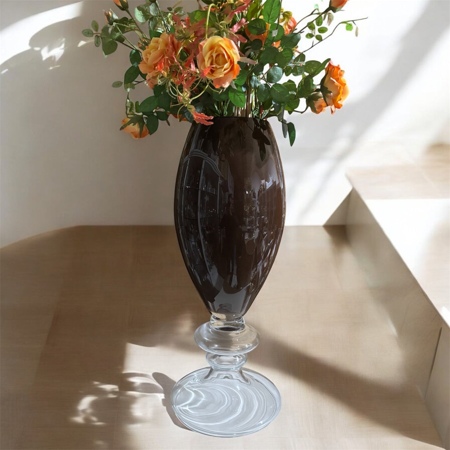 IVAT Vaso Grande in Cristallo 75x30cm Marrone Made in Italy