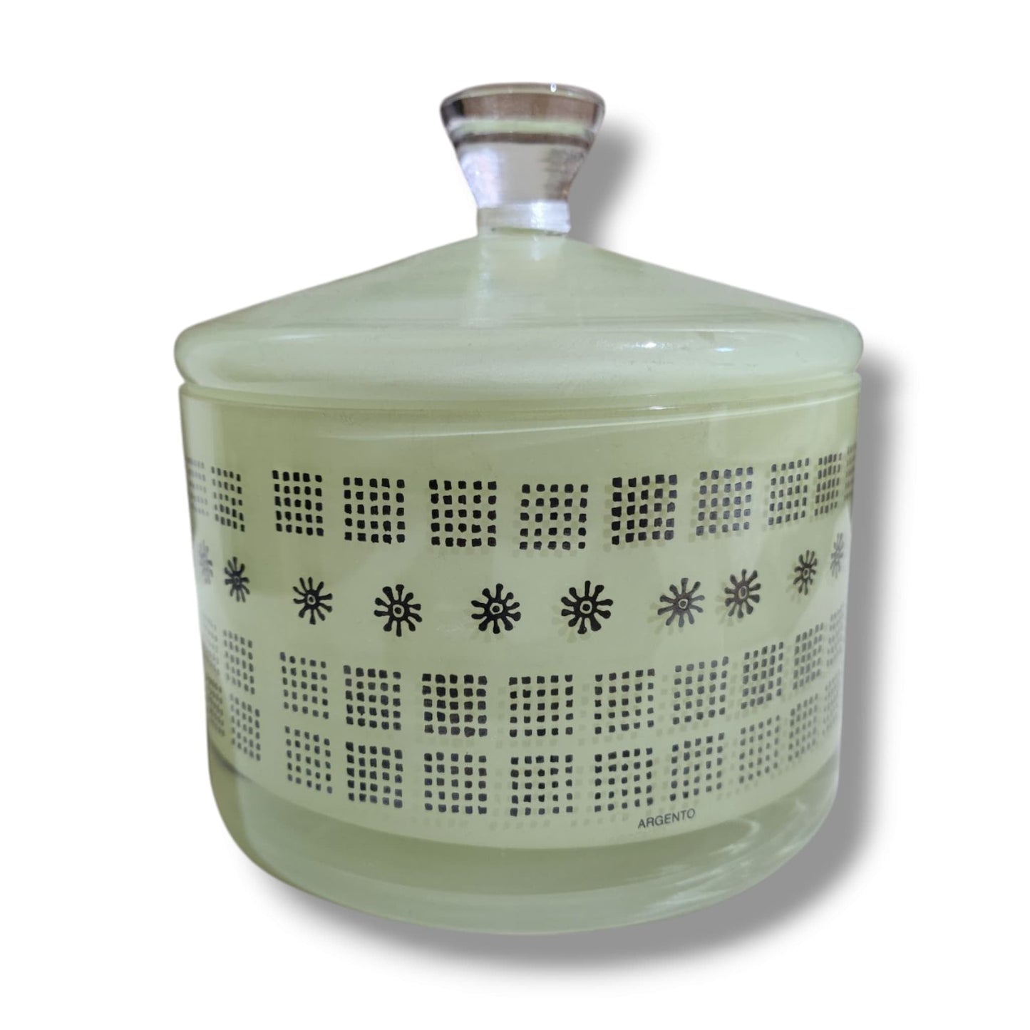 EGIZIA Barattolo 13x13,5cm Vetro Verde con ricami in Vero Argento
