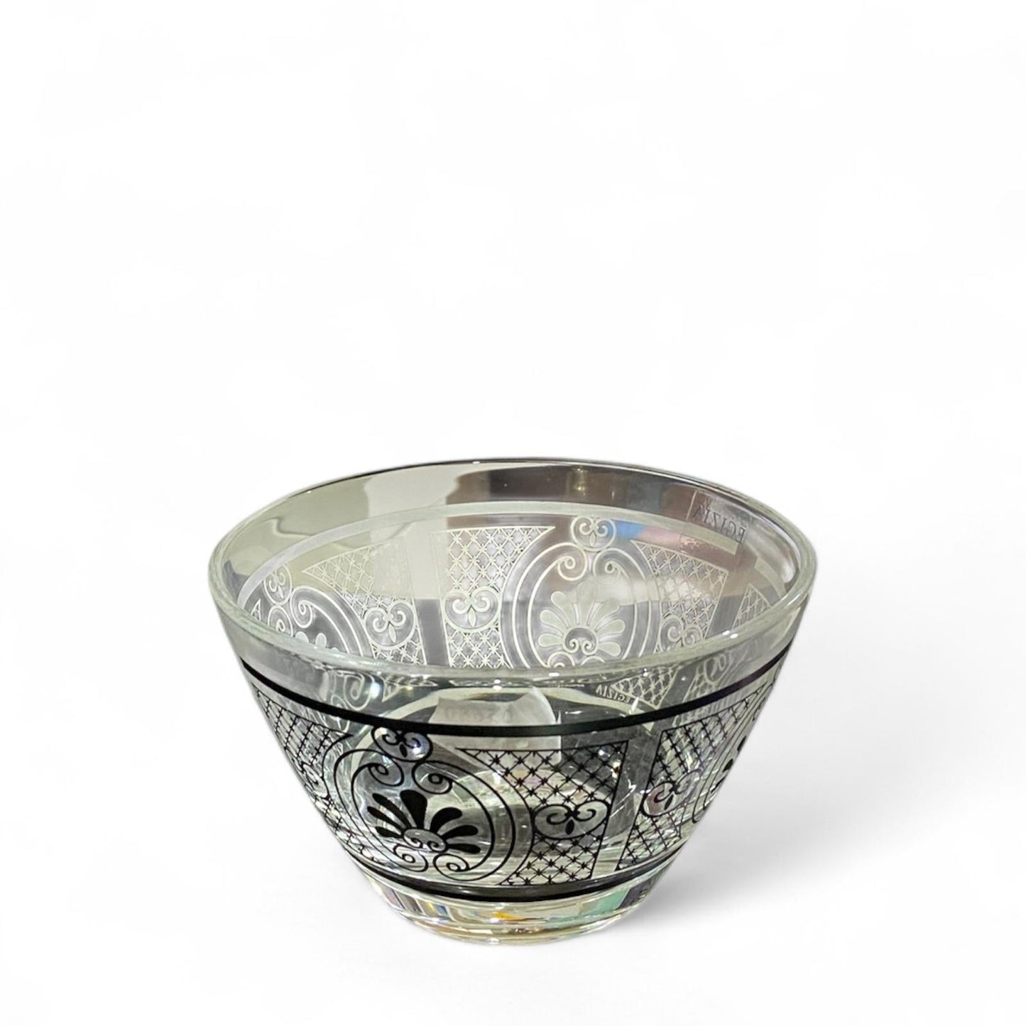 EGIZIA Ciotolina 12x8cm Vetro Trasparente con ricami in Vero Argento