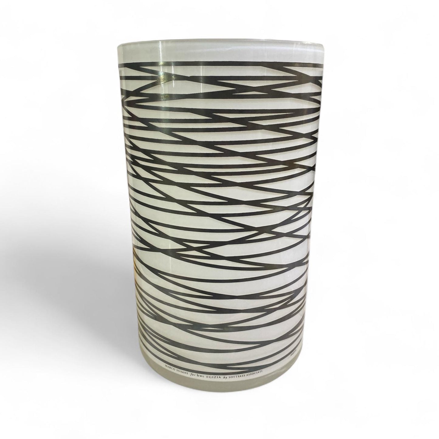EGIZIA Vaso 15x25cm Vetro Bianco con ricami in Vero Argento