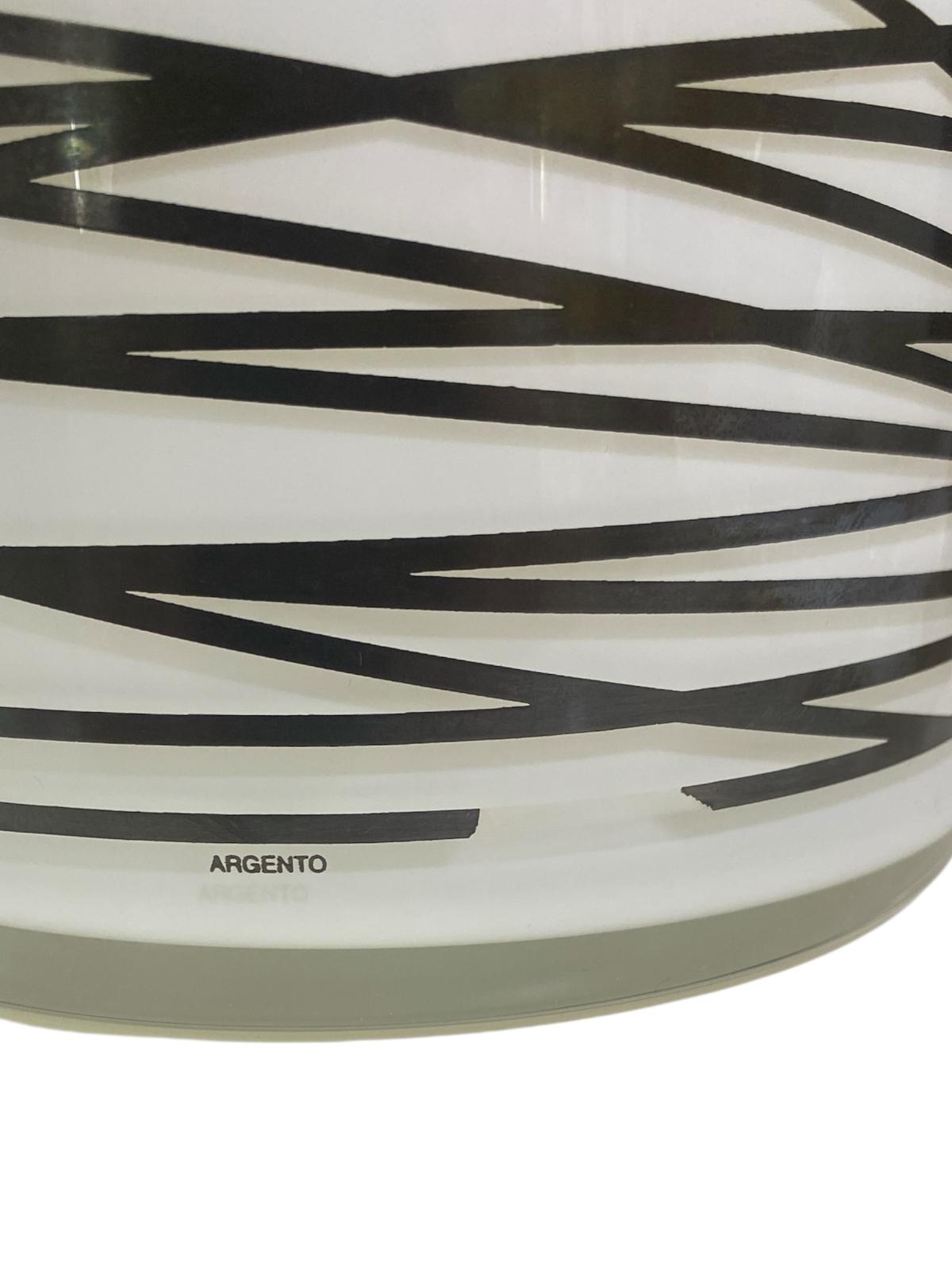 EGIZIA Vaso 15x25cm Vetro Bianco con ricami in Vero Argento