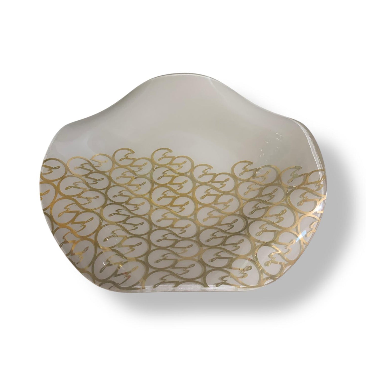 GATTINONI Ciotola/Piatto 33,4cm Ceramica Avorio con ricami dorati