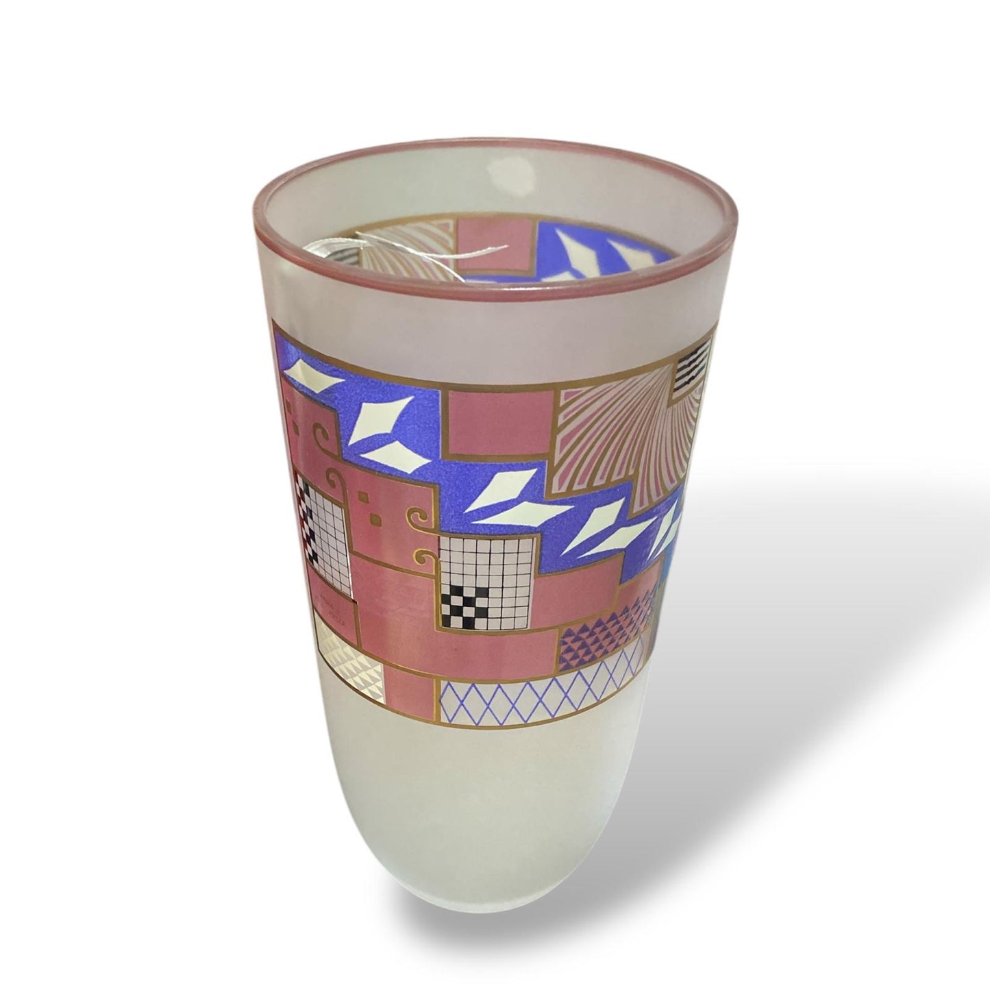 EGIZIA Vaso 13,4x29,5cm Vetro Bianco con ricami a Omaggio per Kolo Moser