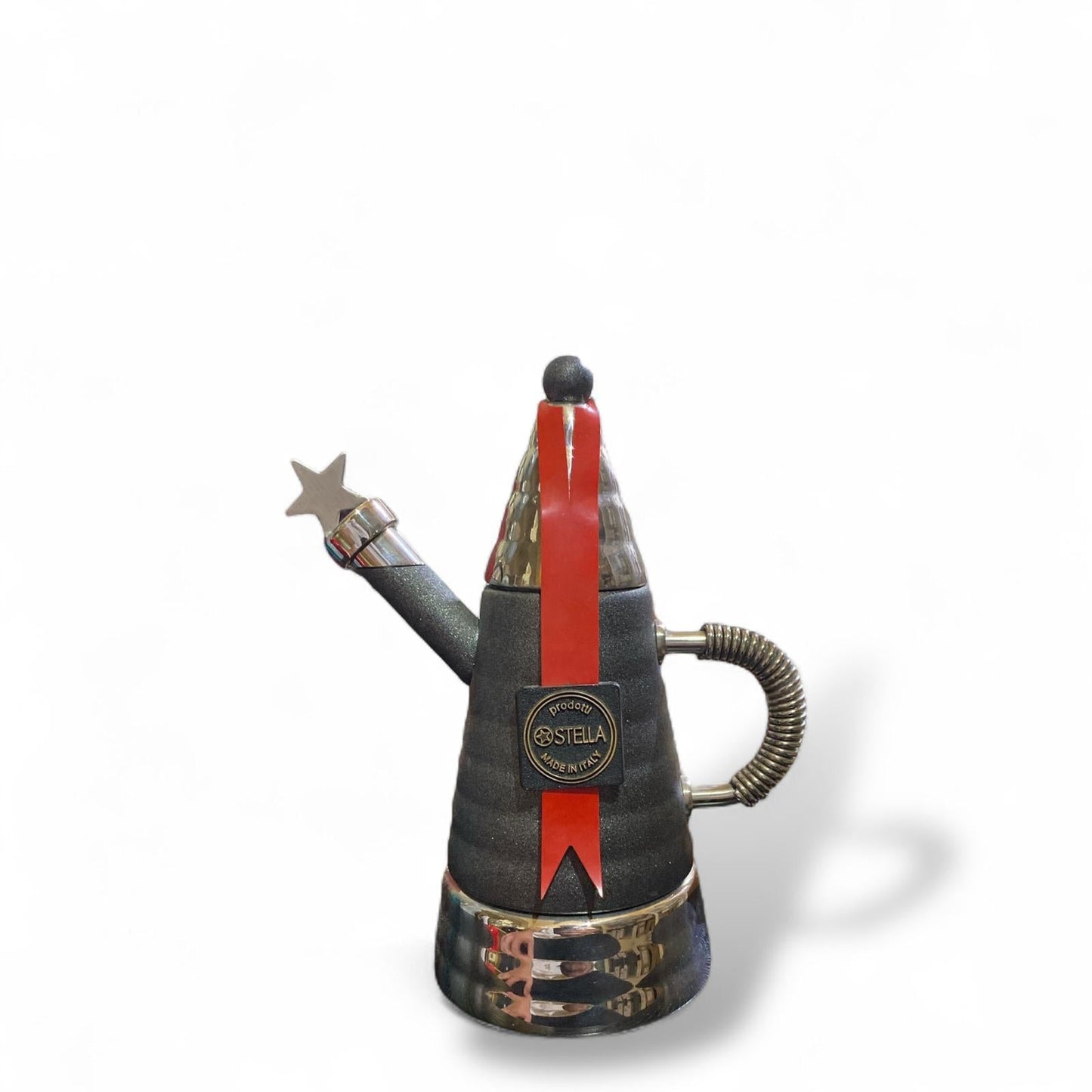 STELLA (MADE IN ITALY) Moka/Caffettiera 4 Tazze Acciaio Inossidabile Nero