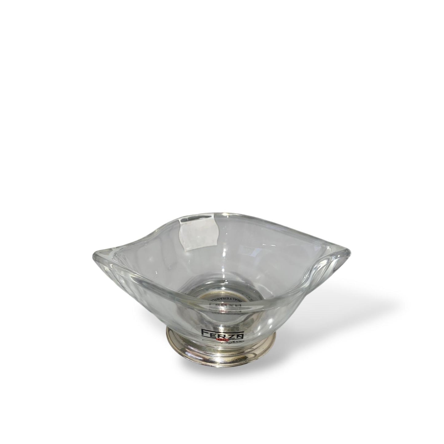 FERZA Coppetta/Svuotatasche 11,8x9x4,9cm Vetro Trasparente con fondo in vero Argento