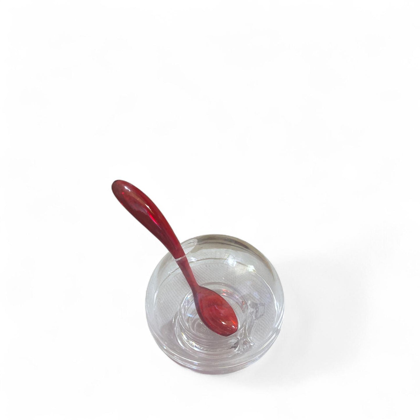 GUZZINI Zuccheriera 8,5x9,5cm Plastica Trasparente con Cucchiaino Rosso