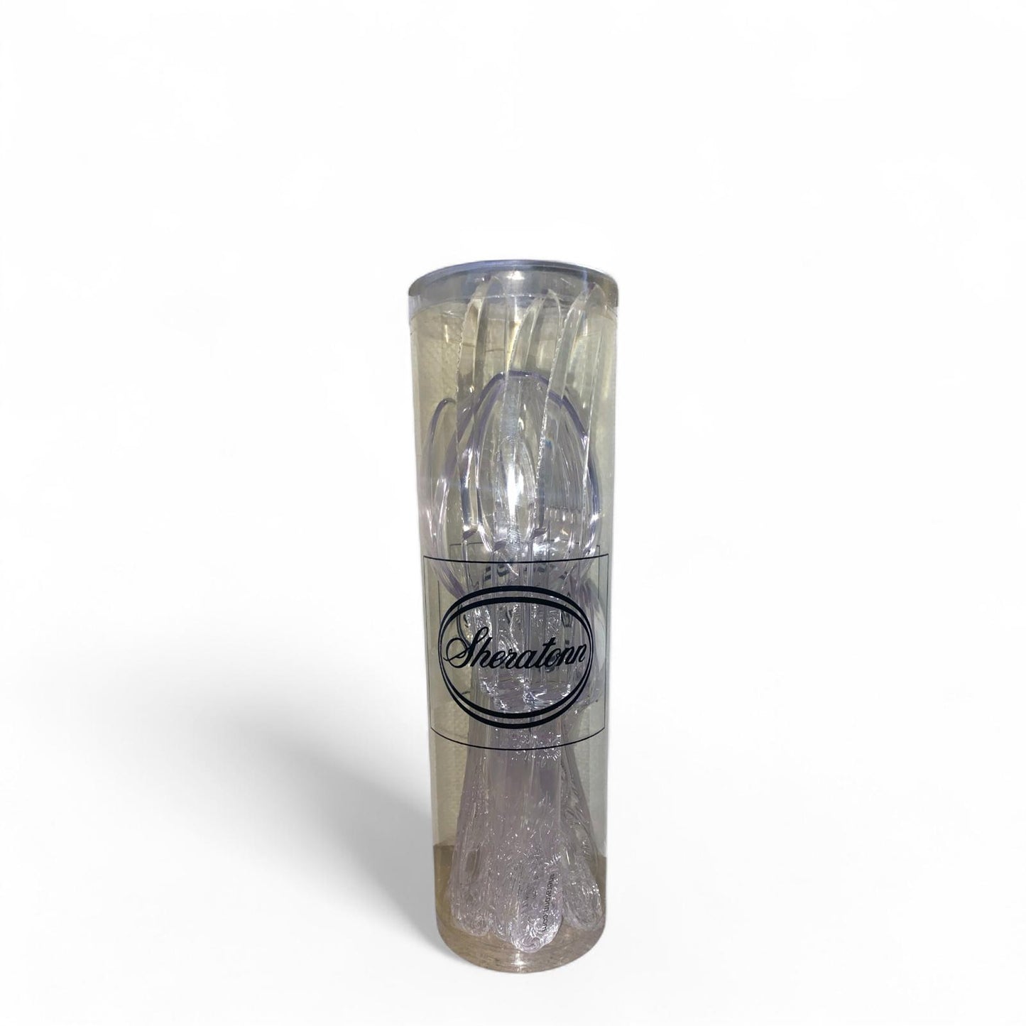 SHERATONN Set Posate 7x24cm in Plastica Trasparente