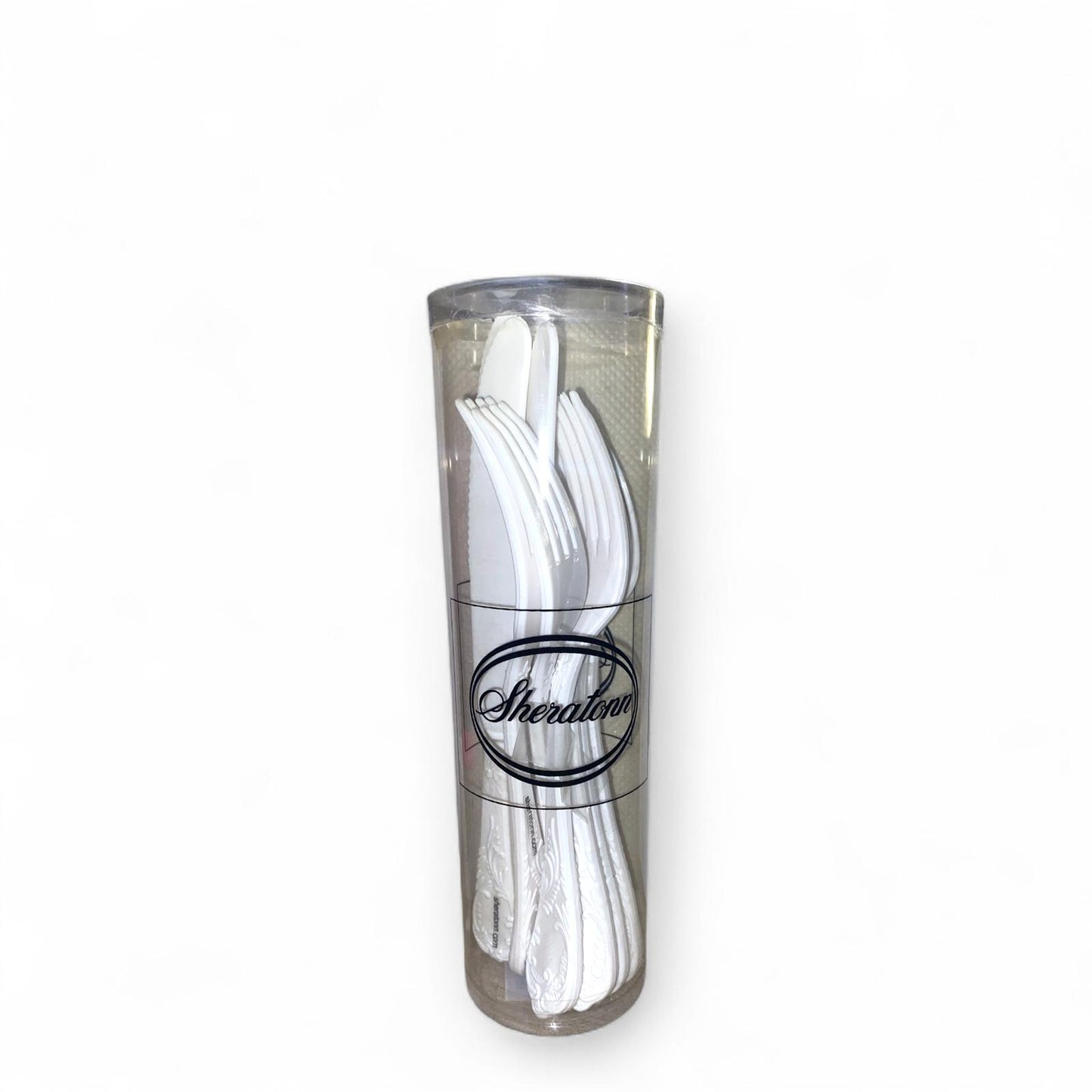 SHERATONN Set Posate 7x24cm in Plastica Bianca