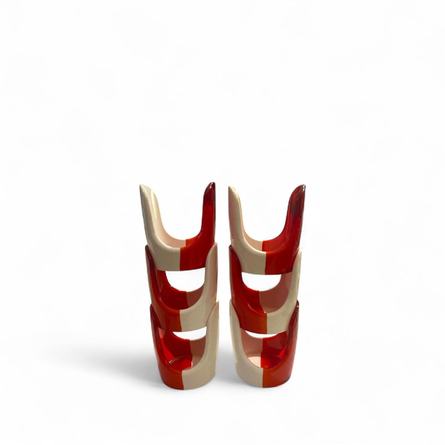 GUZZINI Set 6 Porta Bicchieri 6,7x7,5cm plastica bianca rossa trasparente