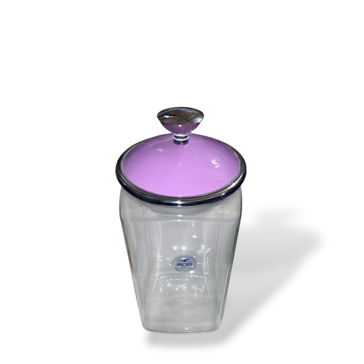 MORI ITALIAN FACTORY Barattolo 10x23cm Vetro Borosilicato Tappo Acciaio Inox Viola