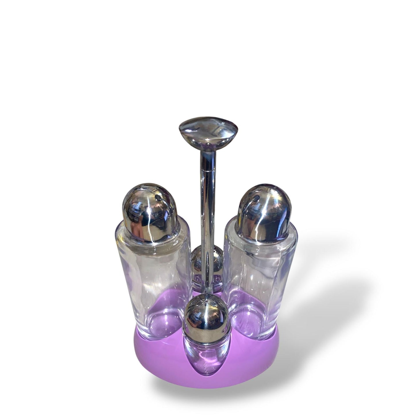 MORINOX MADE IN ITALY Ménage Set Olio Aceto Sale Pepe 13,5x10,5x21cm Contenitori Vetro Tappi Acciaio Inox