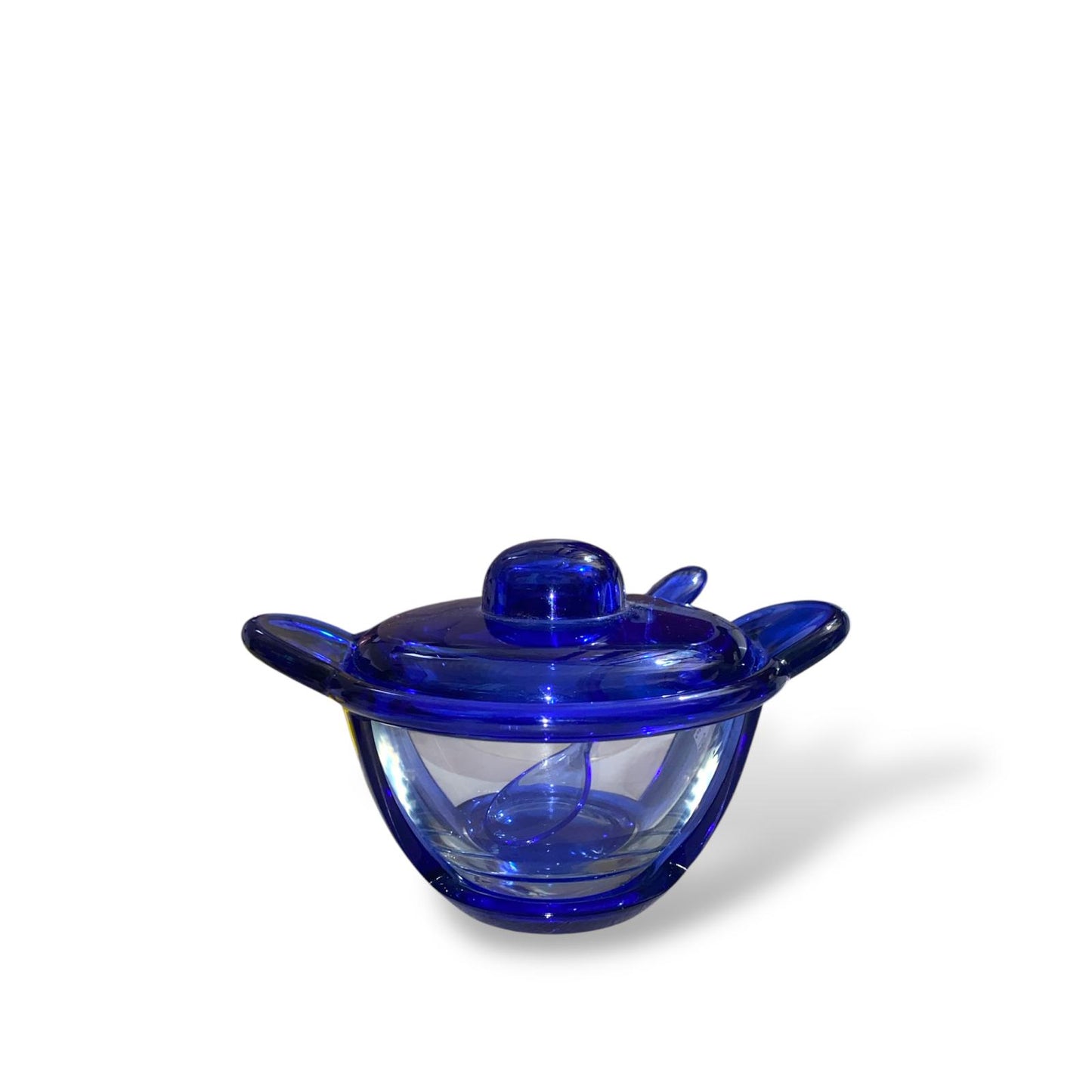 GUZZINI Zuccheriera 16x12,5x11cm Contenitore Vetro Dettagli Blu