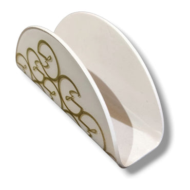 GATTINONI Portatovaglioli 15x7,2cm Ceramica Avorio con ricami Dorati