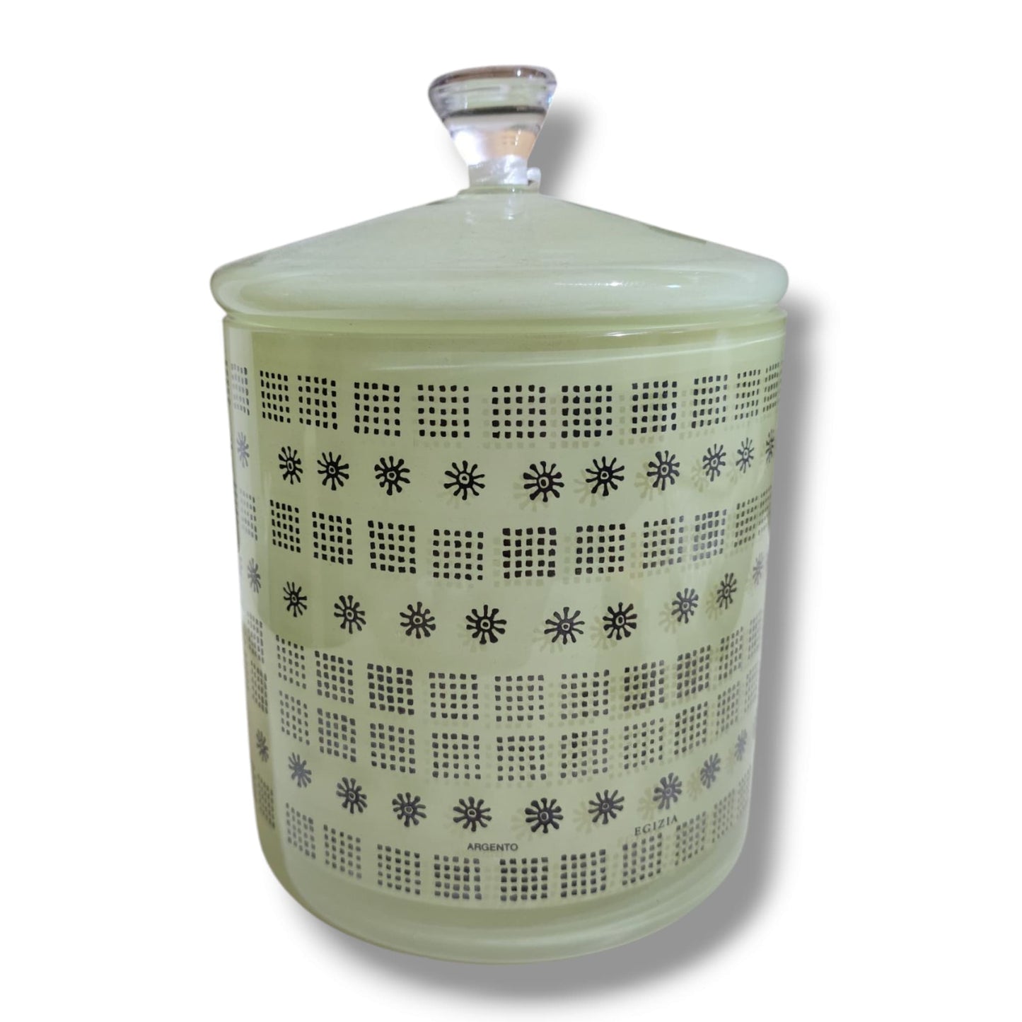 EGIZIA Barattolo 13x18cm Vetro Verde con ricami in Vero Argento