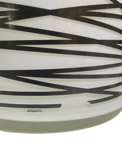 EGIZIA Vaso 15x25cm Vetro Bianco con ricami in Vero Argento