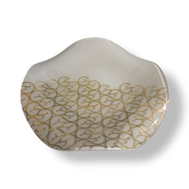 GATTINONI Ciotola/Piatto 33,4cm Ceramica Avorio con ricami dorati