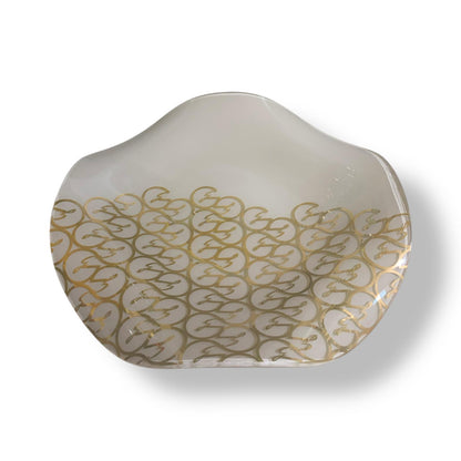 GATTINONI Ciotola/Piatto 33,4cm Ceramica Avorio con ricami dorati