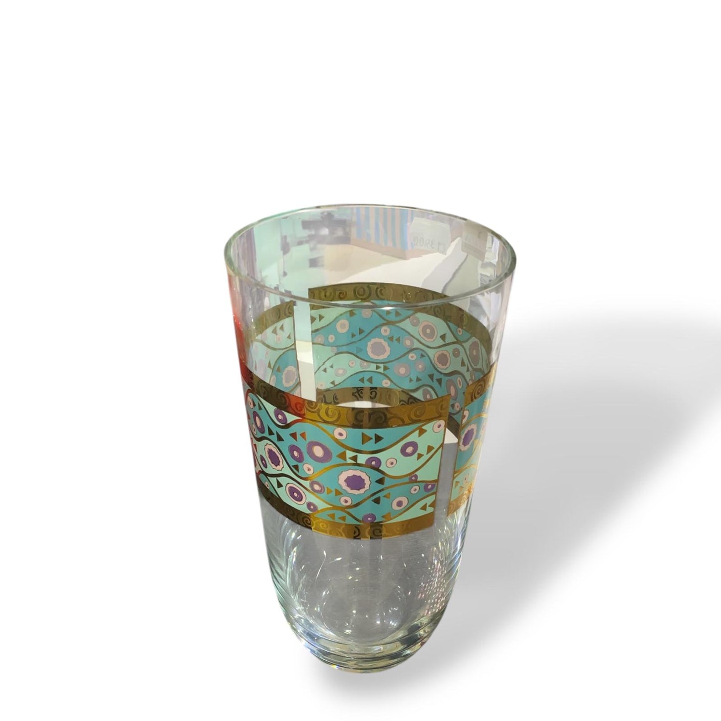 EGIZIA Vaso 13x29,3cm Vetro Trasparente con Ricami a omaggio per Gustav Klimt