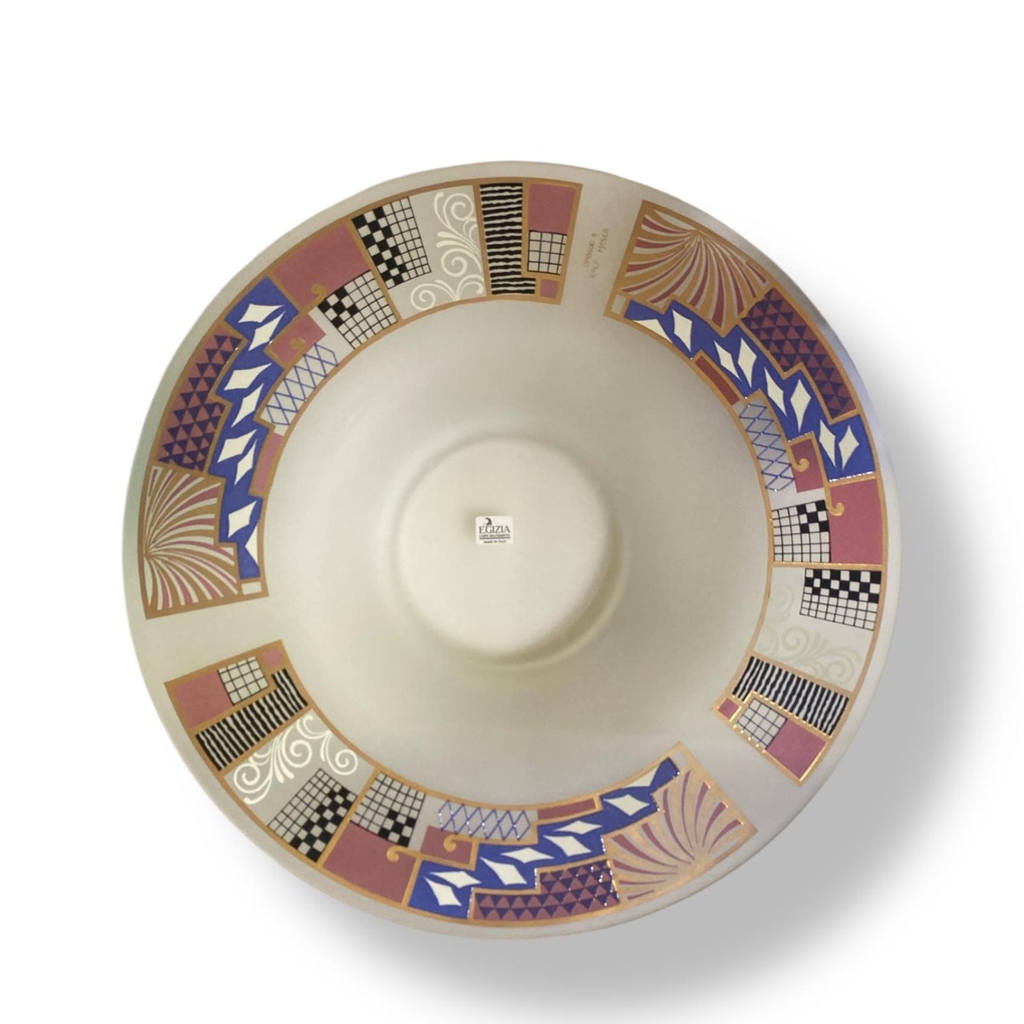 EGIZIA Coppa/Centrotavola 37,5cm Vetro Bianco con Ricami a omaggio per Kolo Moser