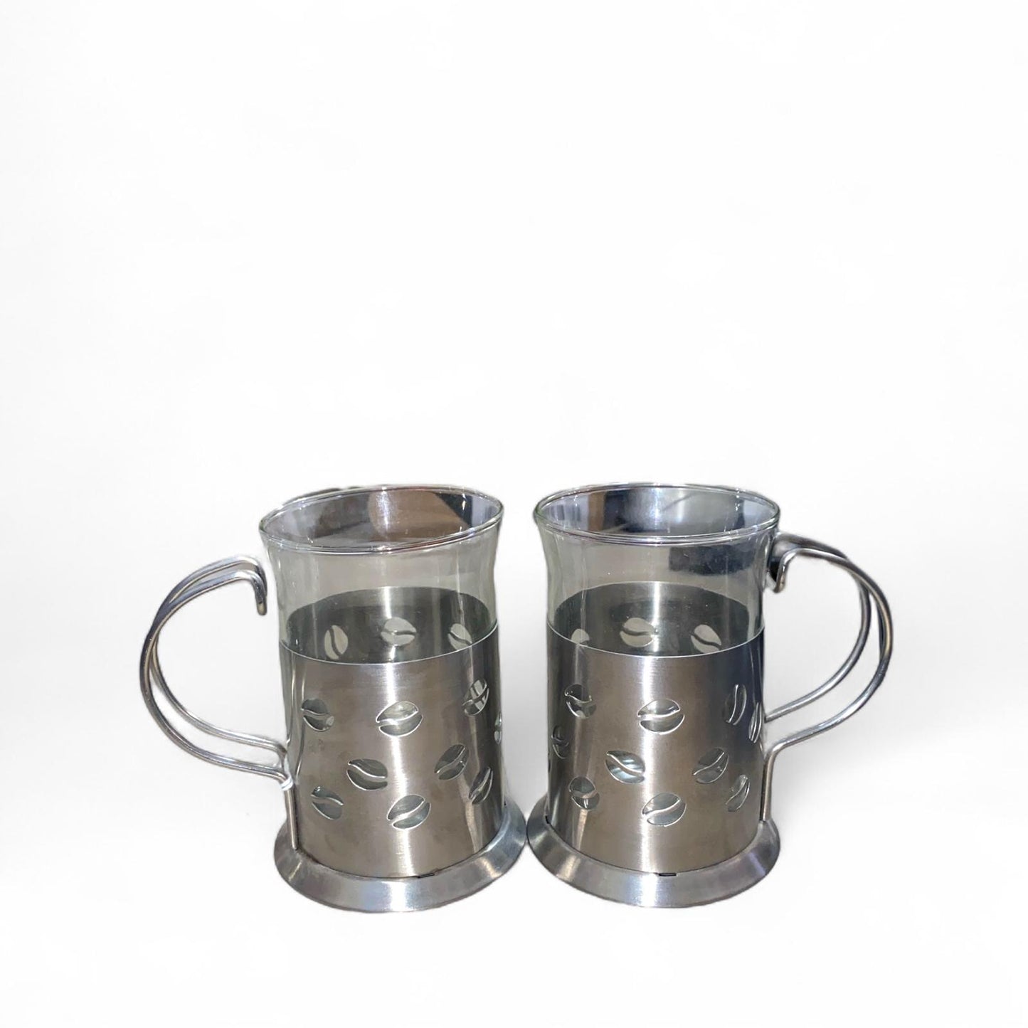 SET TAZZE da caffè 8x11cm Vetro Borosilicato Metallo