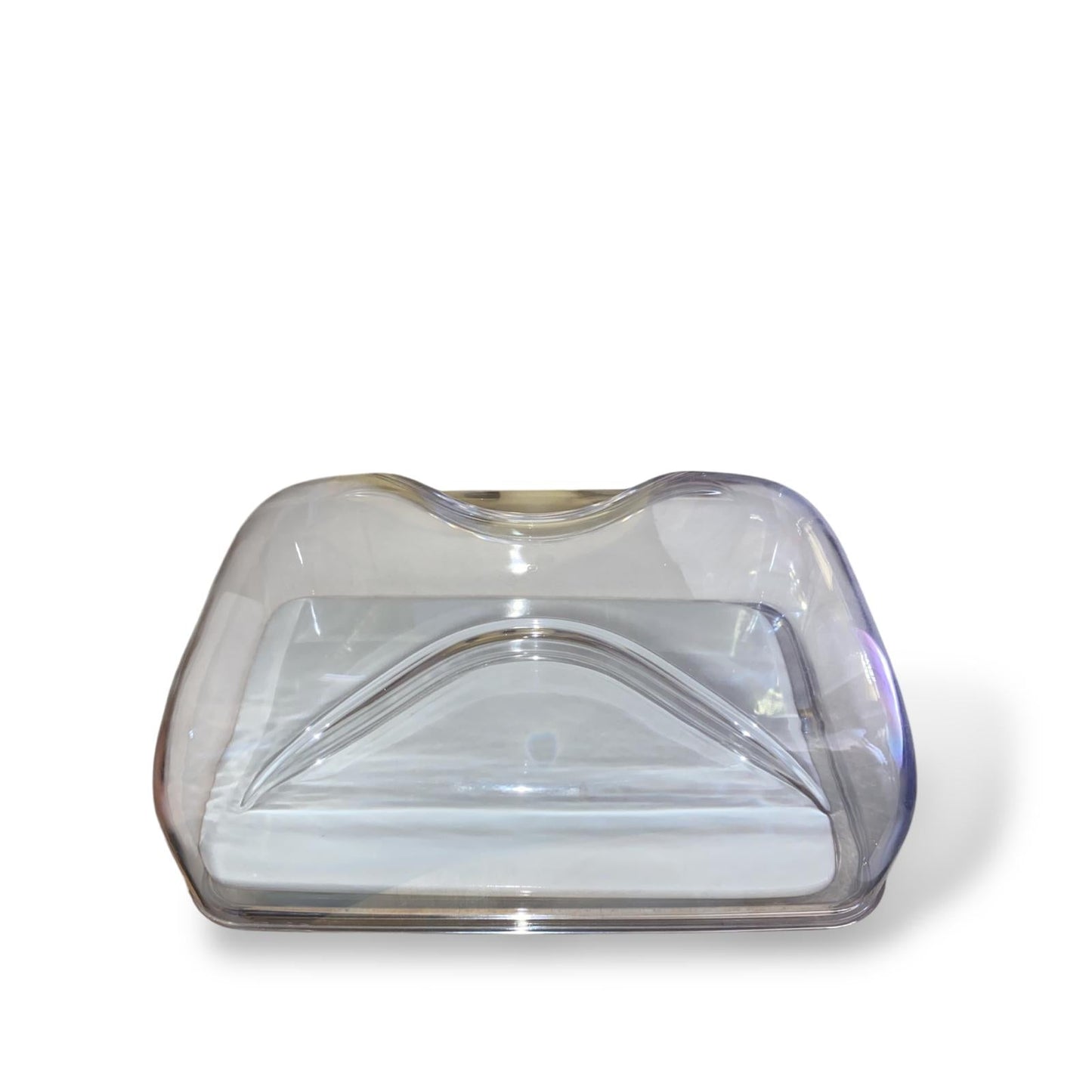 GUZZINI Copriformaggio 24,5x17,5x11,5cm in plastica trasparente con base in ceramica integrata