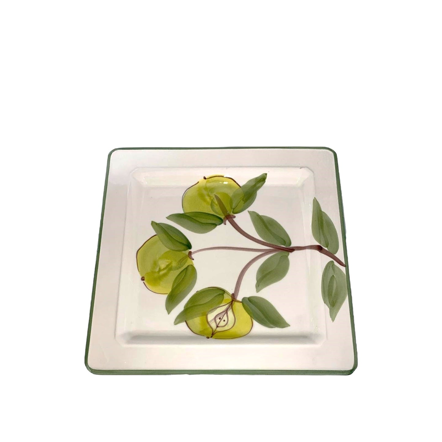 TIFFANY Piatto 31x31cm Ceramica Bianca Verde Frutta